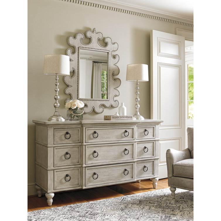 Gray and Light Wood 68" Transitional 9-Drawer Dresser