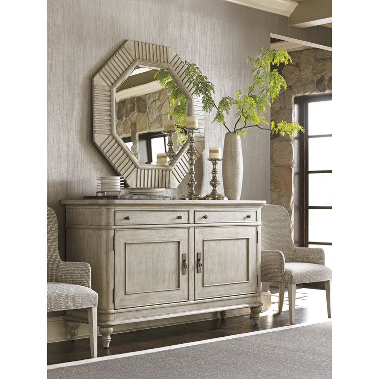 Cream Transitional Oak 72" Buffet with Drawers