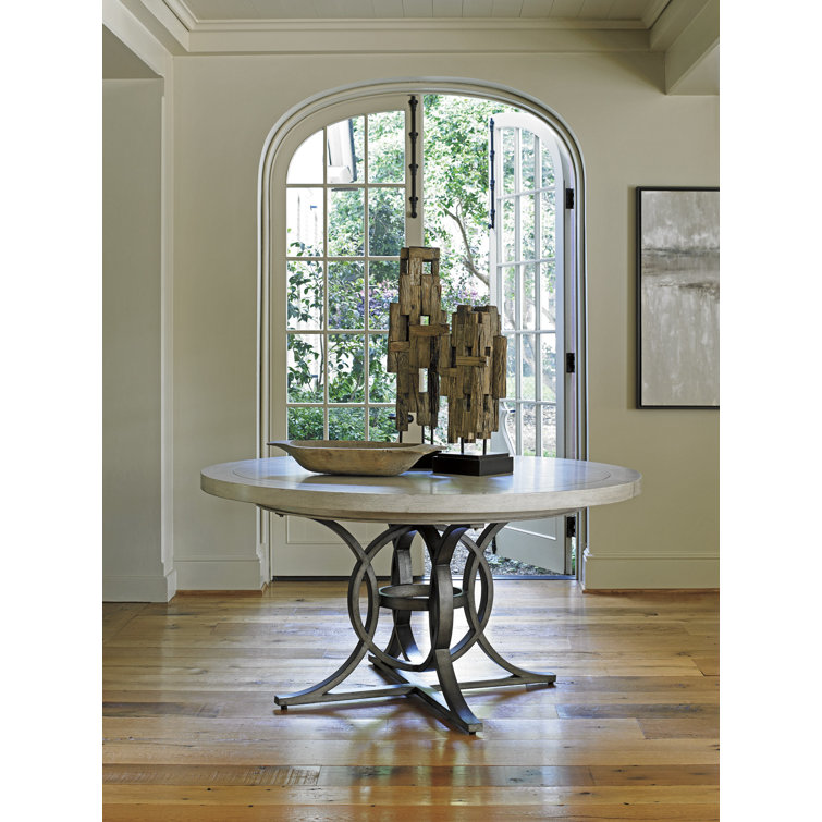 Elegant Cream Round Wood Extendable Dining Table for Six