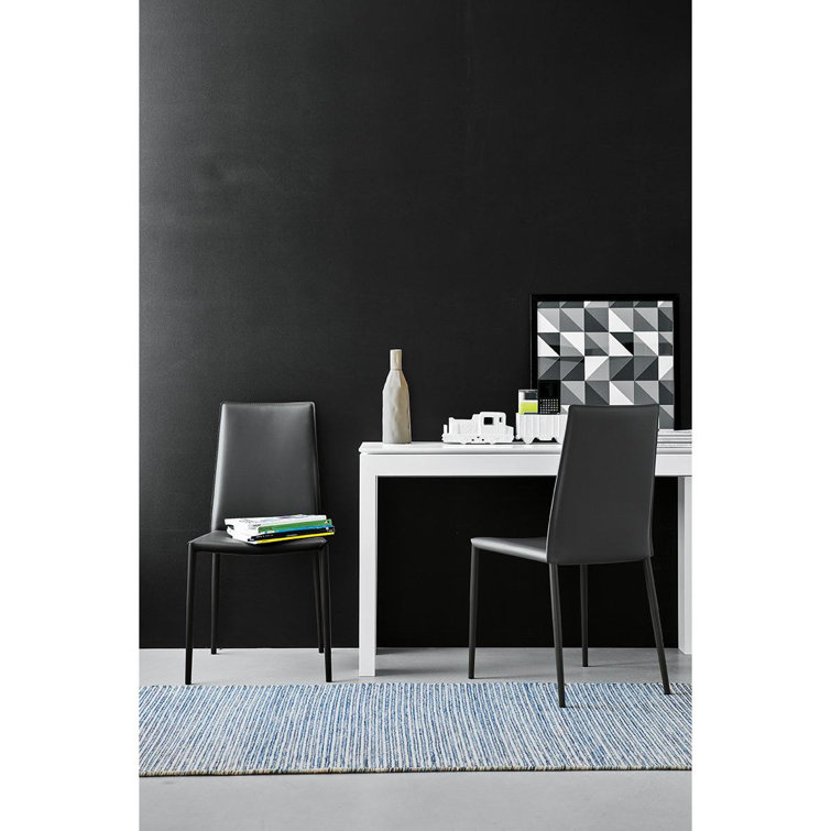 Matte Black High Back Leather Dining Chair
