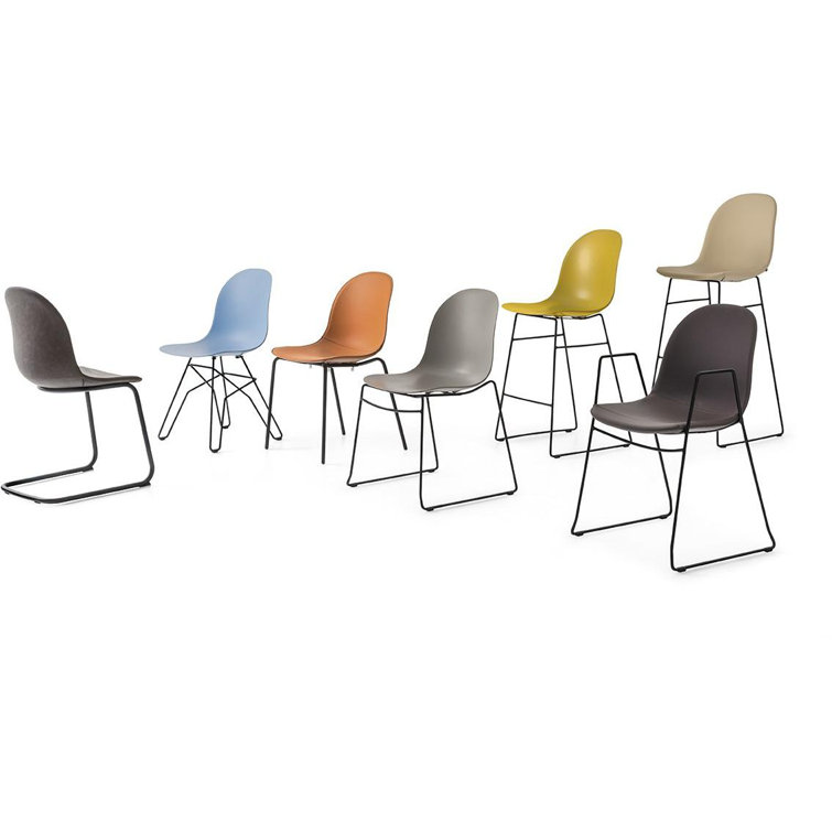 Gray Metal Bar Stool with Chromed Frame
