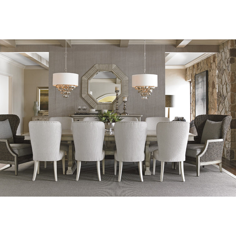 Transitional Baxter Upholstered Side Chair in Cream and Gray