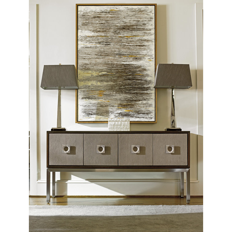 68" Brown Walnut and Faux Shagreen Sideboard