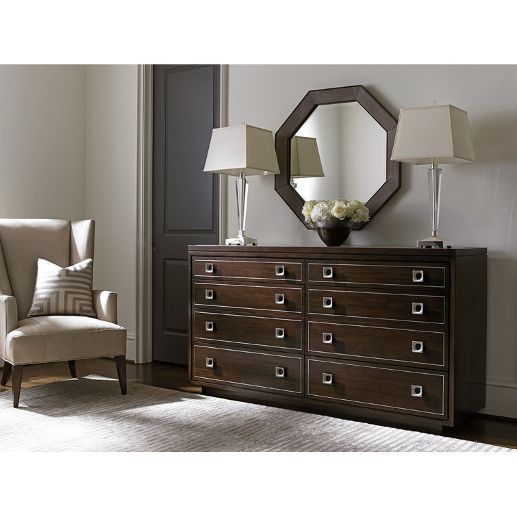 Transitional Brown Walnut Octagonal 36" Mirror