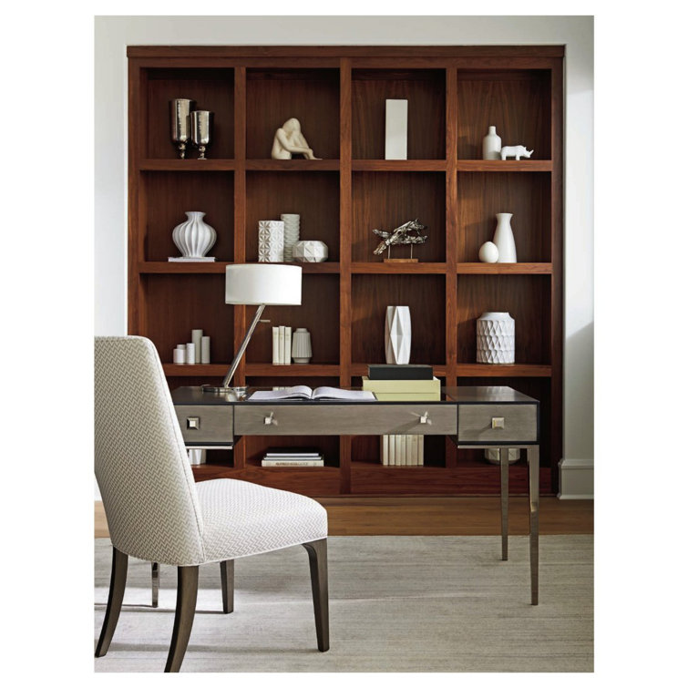 Ariana Bellamy Linen Weave Upholstered Side Chair with Silver Leaf Wood