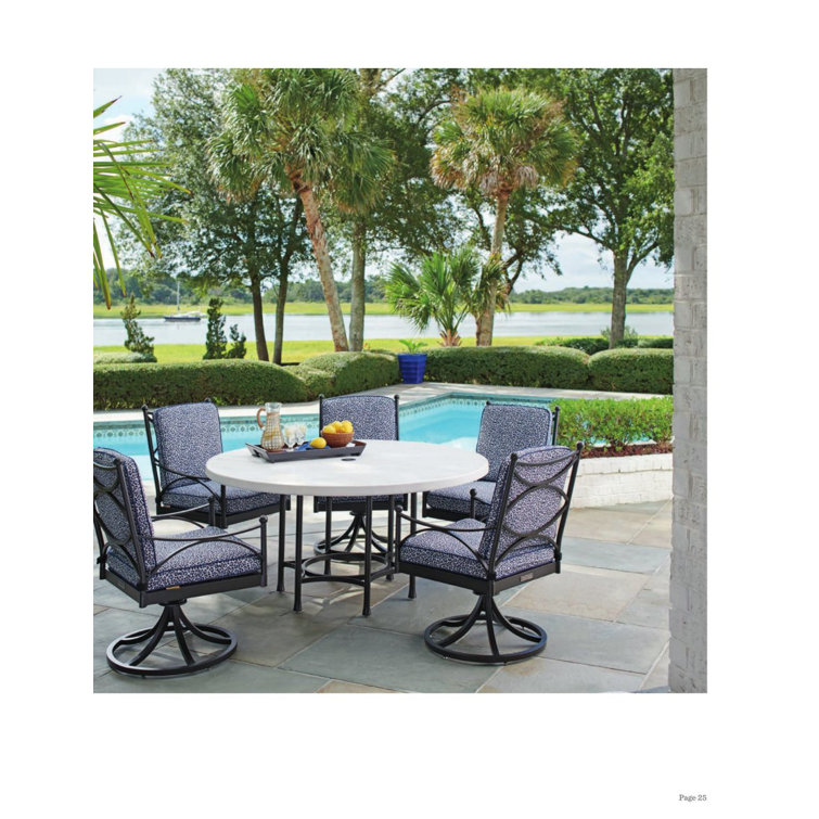Ivory and Black Round Transitional Dining Table