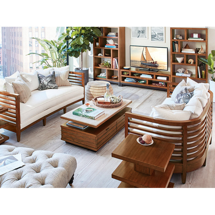Transitional Sienna Bali Brown Media Console with Cabinet