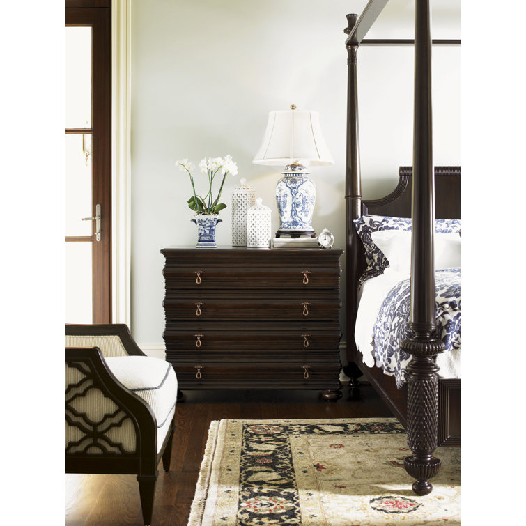 Elegant Ivory Coast Inspired 4-Drawer Brown Night Chest
