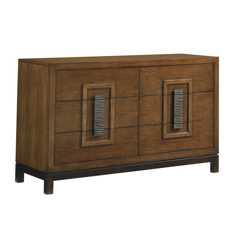 Brown Transitional 6-Drawer Dresser with Walnut Finish
