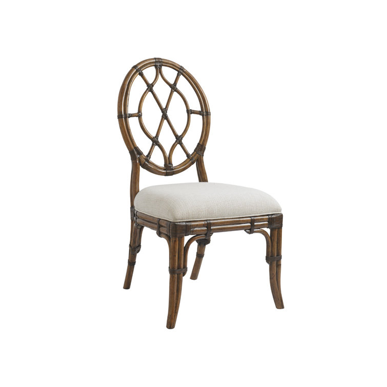 Ivory Transitional Oval Back Rattan Side Chair
