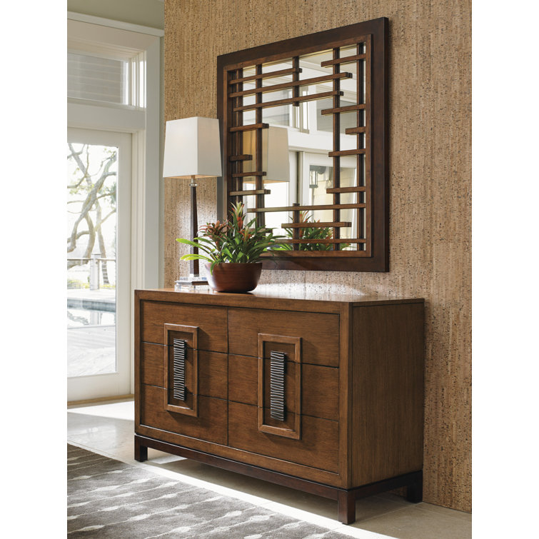 Brown Transitional 6-Drawer Dresser with Walnut Finish