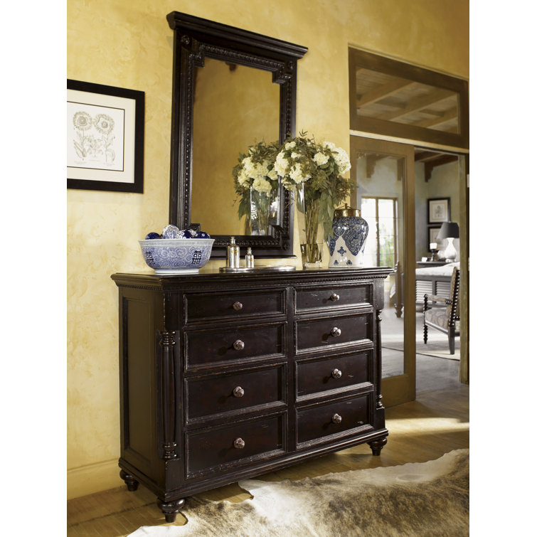 Black Traditional 8-Drawer Dresser with Dovetail Drawers