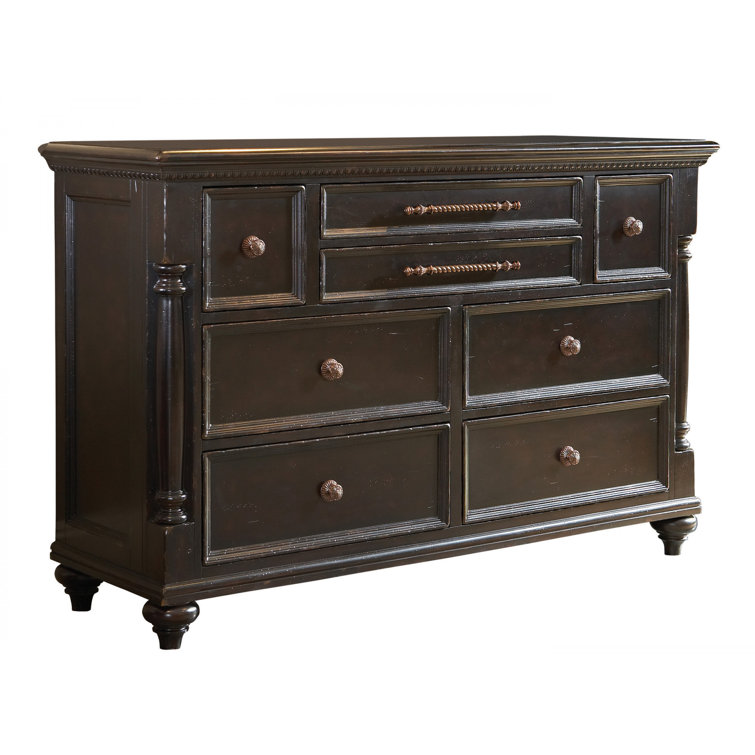 Kingstown 68'' Black Traditional Triple Dresser with 8 Drawers