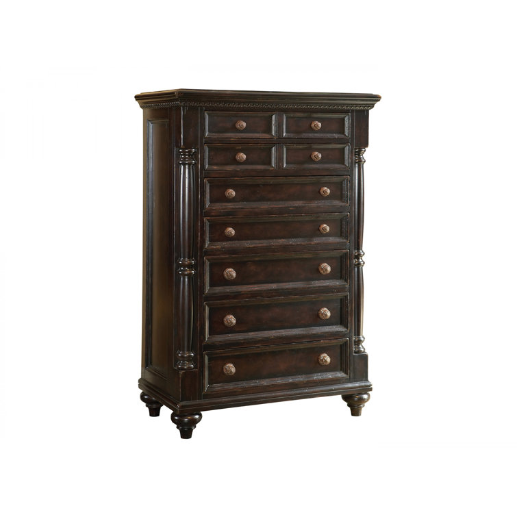 Kingstown 38'' Black Traditional Dovetail 7-Drawer Chest