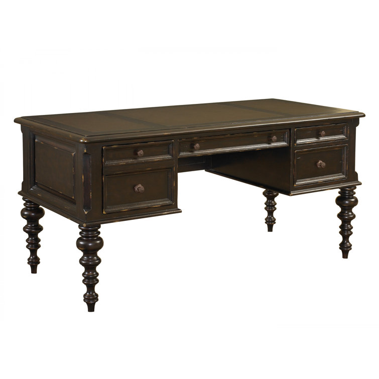 Black Wood Desk with Drawer and Filing Cabinet