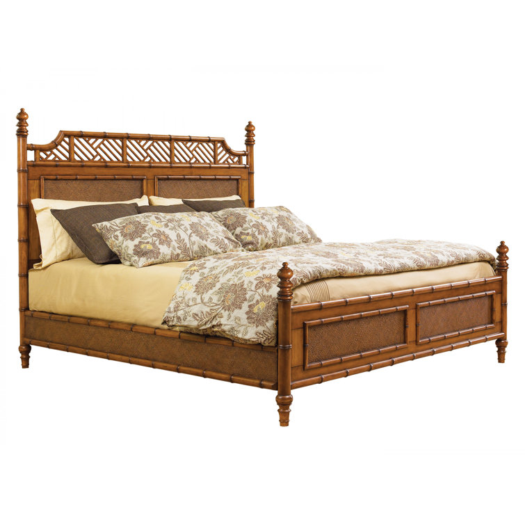 Coastal Canopy California King Bed with Woven Rattan Headboard