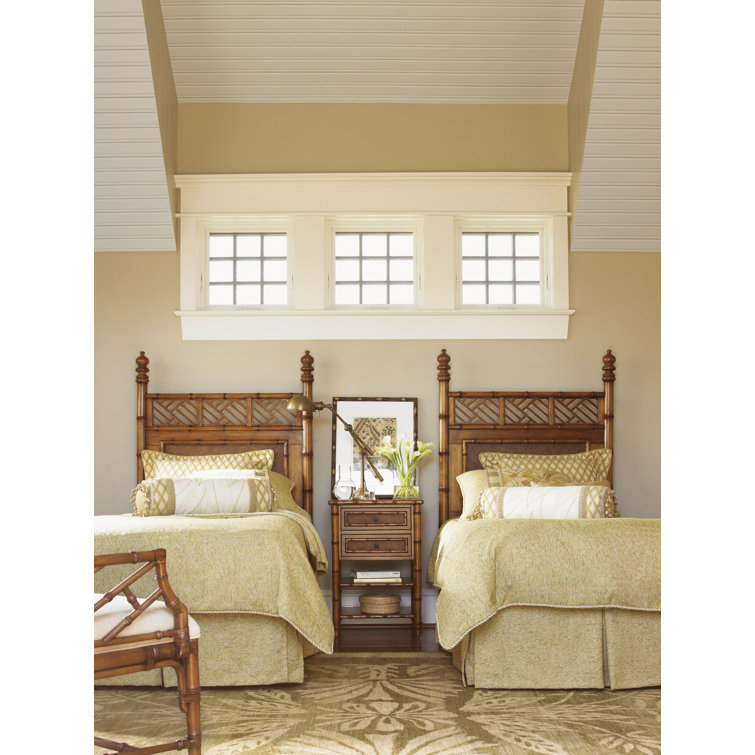 Island Estate Warm Maple 2-Drawer Nightstand with Woven Cane