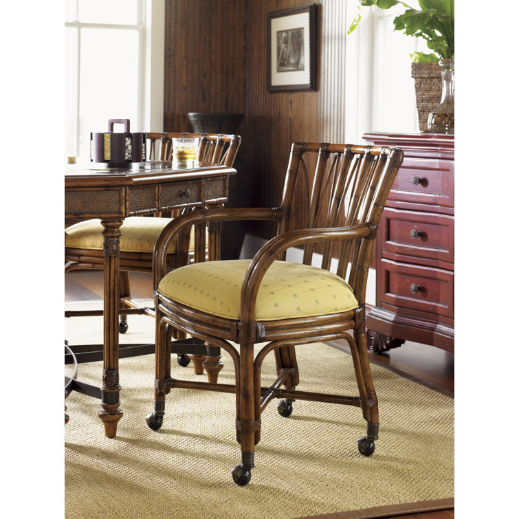 Island Estate Traditional Beige Rattan Game Chair with Casters