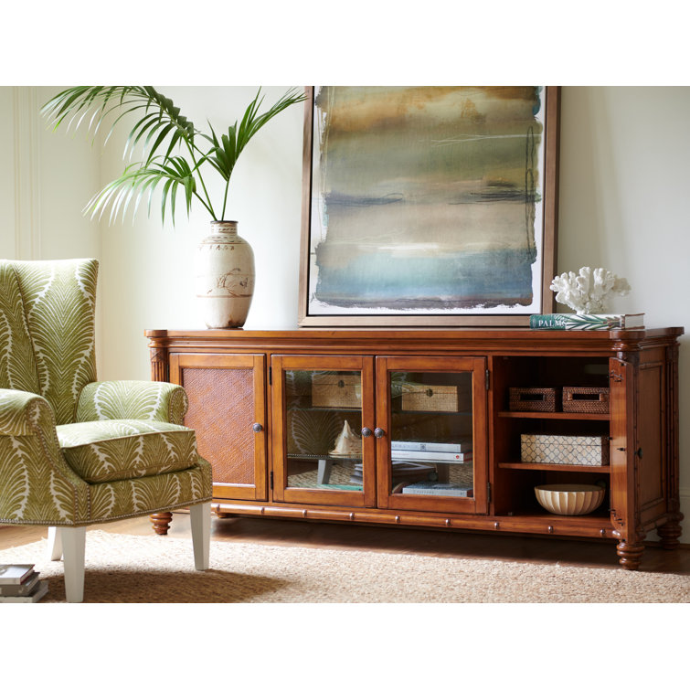 Traditional Brown Wood Entertainment Console with Cabinet