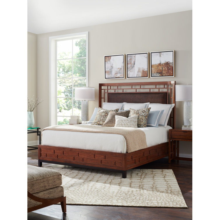 Transitional King-Sized Upholstered Wood Frame Bed in Brown