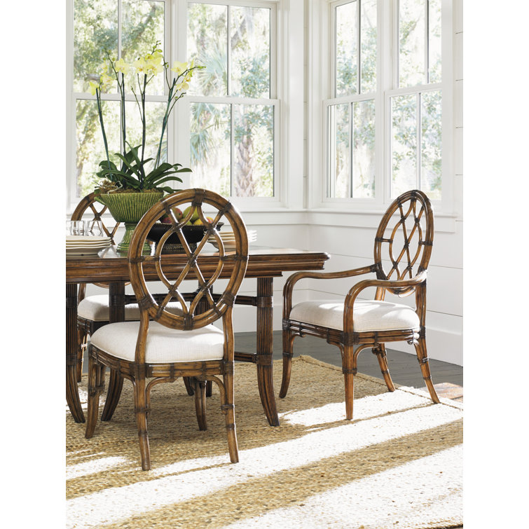 Ivory Transitional Oval Back Rattan Side Chair