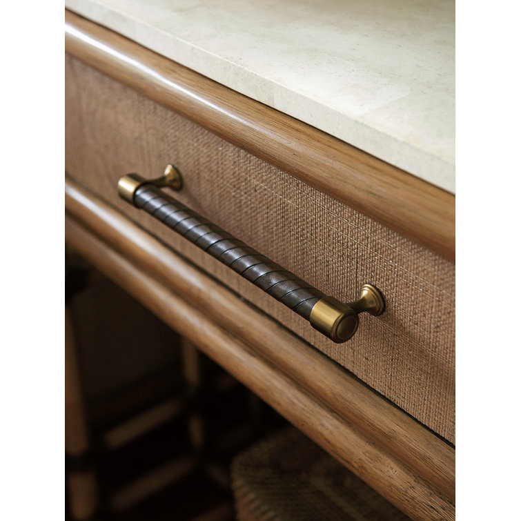 Brown Rattan and Raffia 1-Drawer Transitional Nightstand