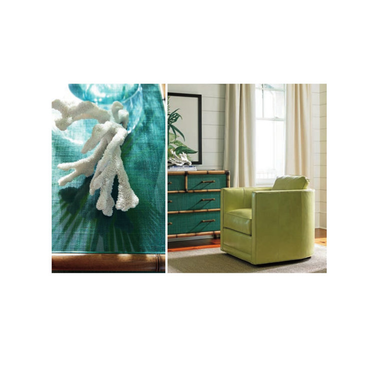 Pacific Teal 4-Drawer Chest with Leather-Wrapped Bamboo