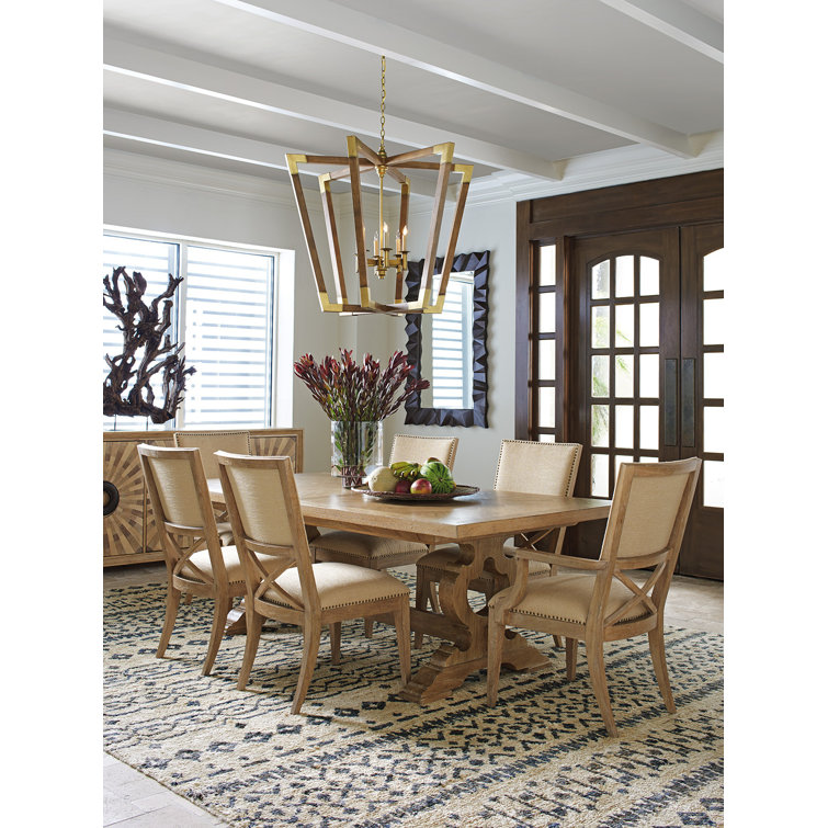 Golden Maize Linen Upholstered Side Chair with Cross Back