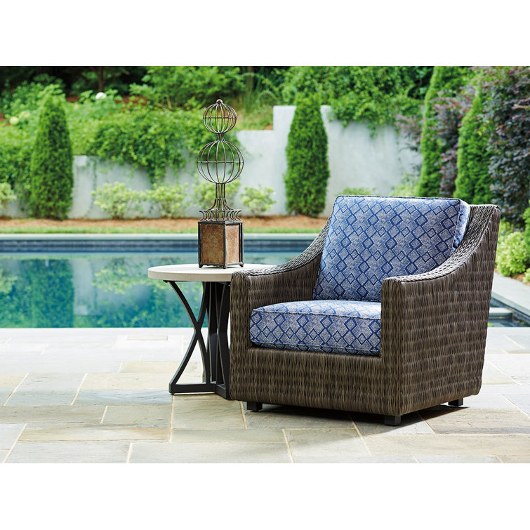Cypress Point Driftwood Gray Woven Wicker Arm Chair with Cushions