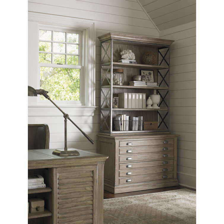 Gray and Beige Metal X-Design Transitional Bookcase