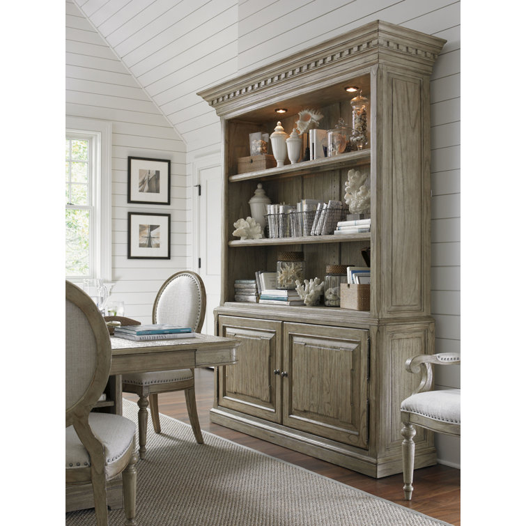 Transitional Barton Creek Adjustable Gray Beige Bookcase with Doors