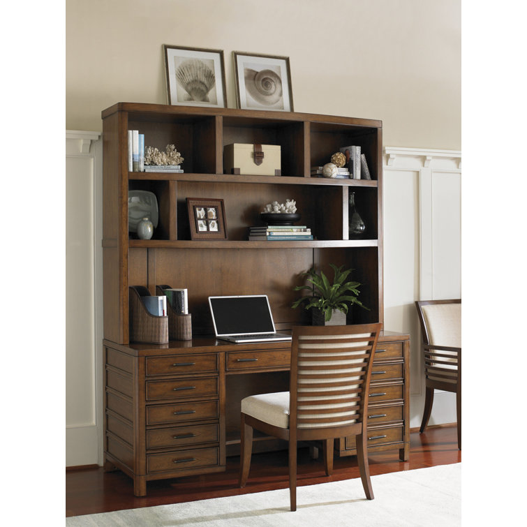 Longboat Key 68" Transitional Brown Home Office Desk with 4 Drawers