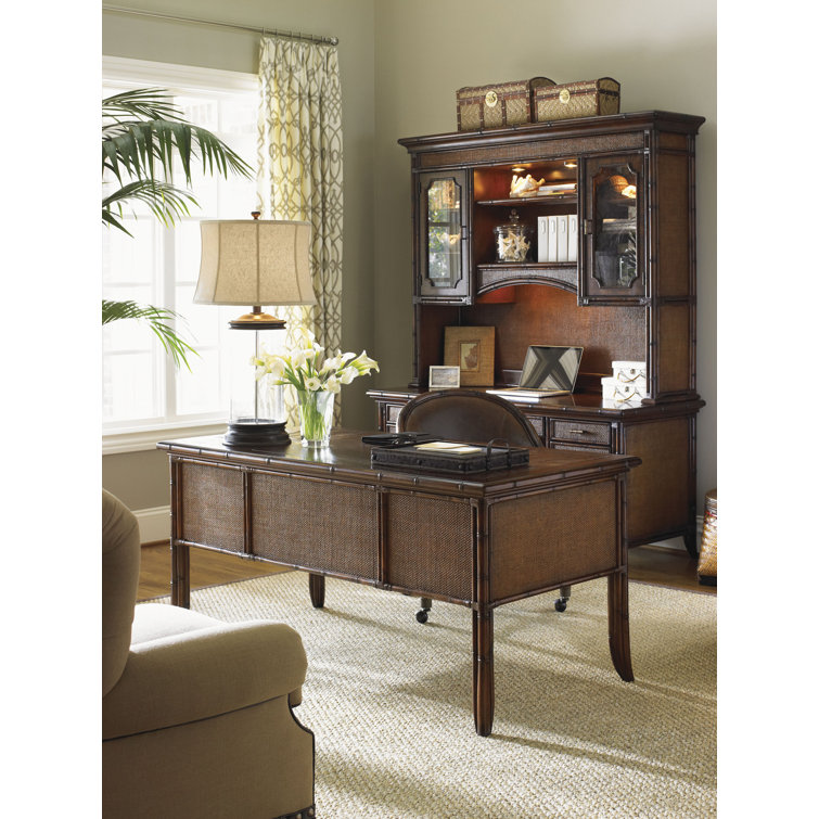Executive Brown Rosewood Home Office Desk with 3 Drawers