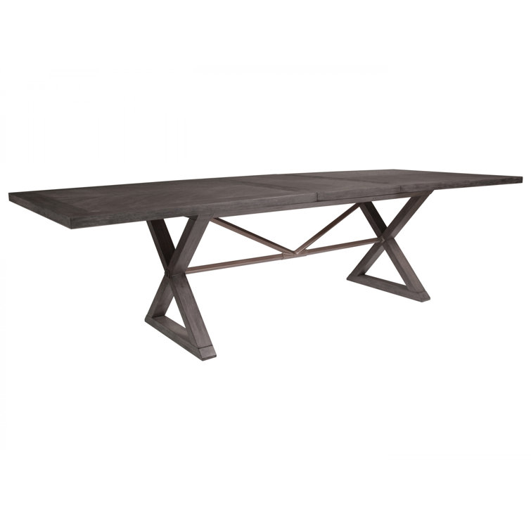Gray Mahogany Extendable Rectangular Dining Table for Ten