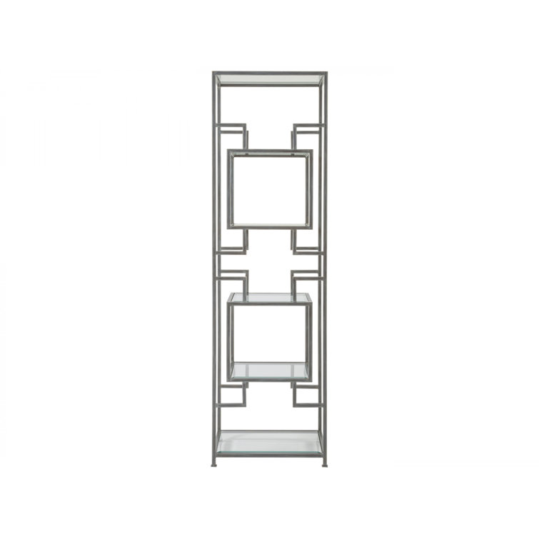 Gray Iron and Glass Cubed Etagere Display Shelf