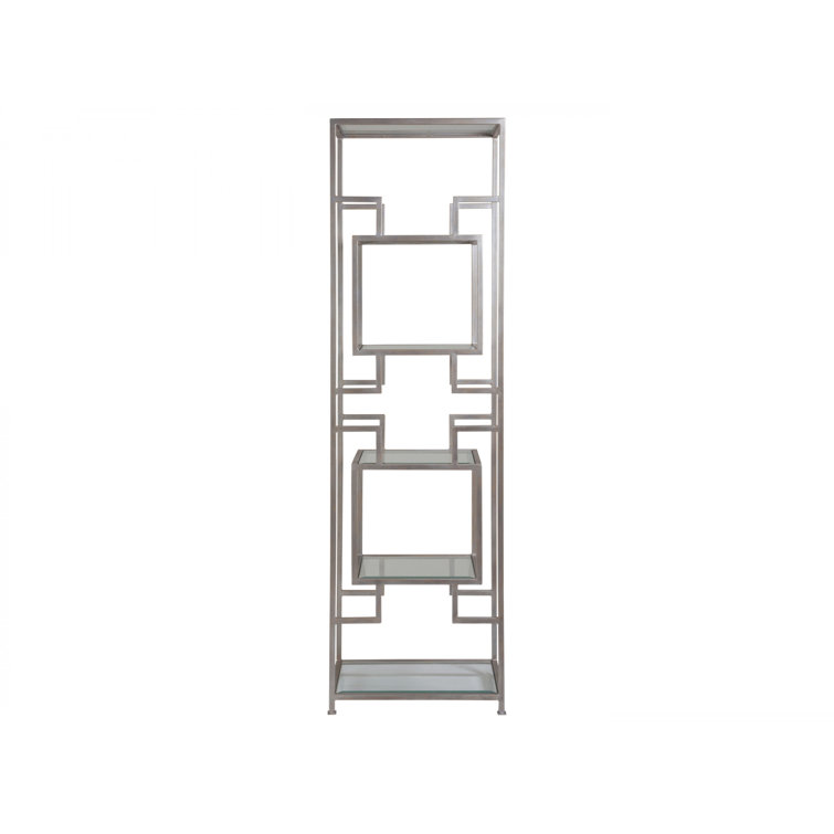 Argento Silver and Glass Transitional Etagere with 5 Shelves