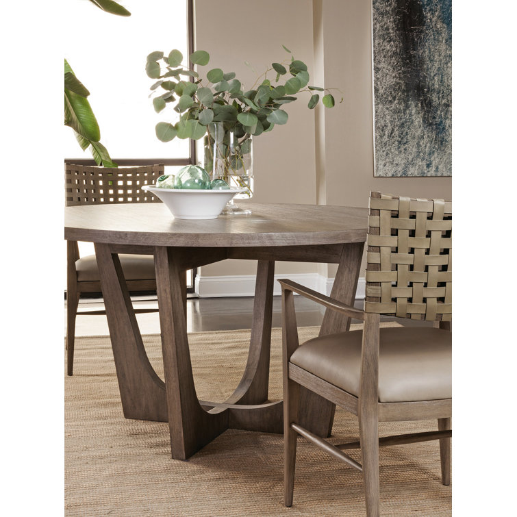 Grigio Warm Gray Mahogany 54" Round Extendable Dining Table