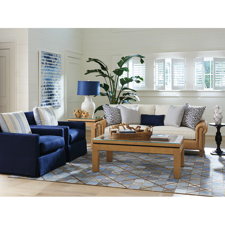 Barclay Butera Blue Swivel Accent Chair with Ultra Down Cushion