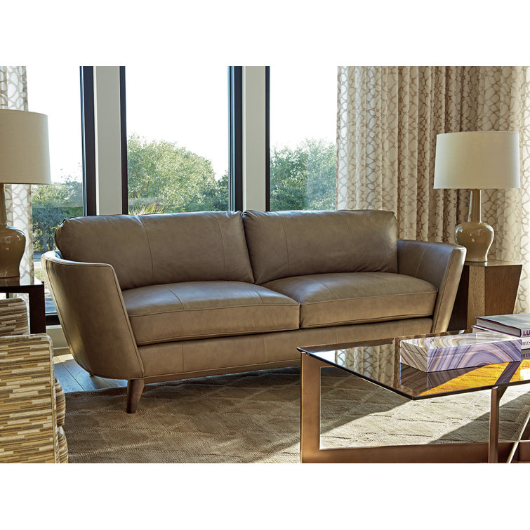 Kahn Full Grain Leather Sofa with Down Fill & Nailhead Accents