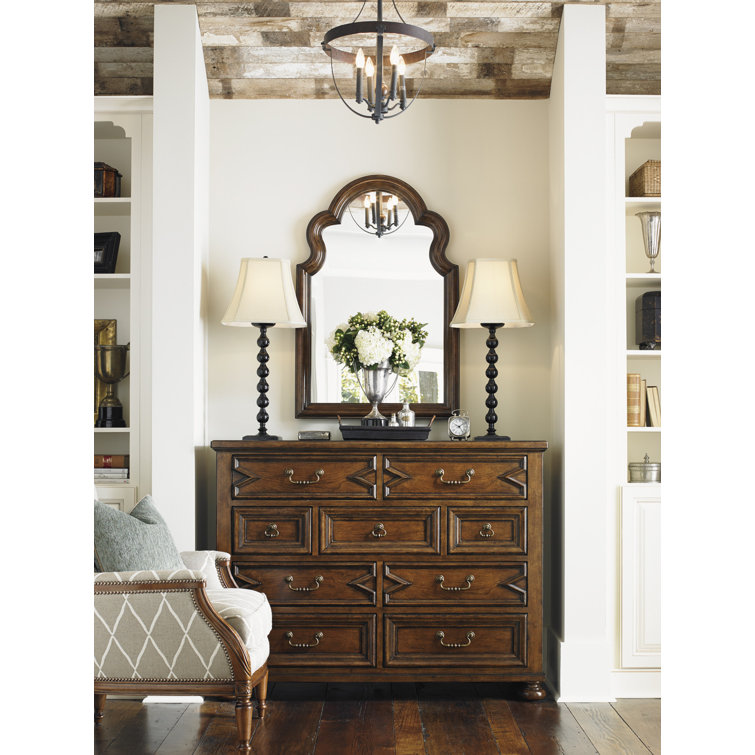 Autumn Brown Rustic Cherry Traditional Rectangular Dresser Mirror