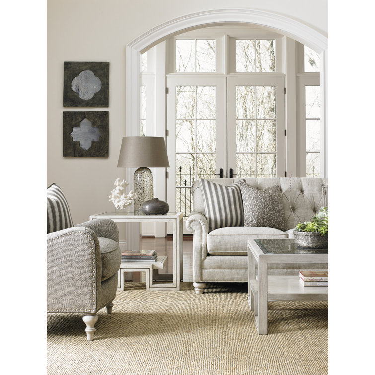 Contemporary Cream Wood Rectangular Coffee Table with Storage