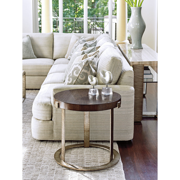 Contemporary Mocha 24" Round Wood & Metal Accent Table