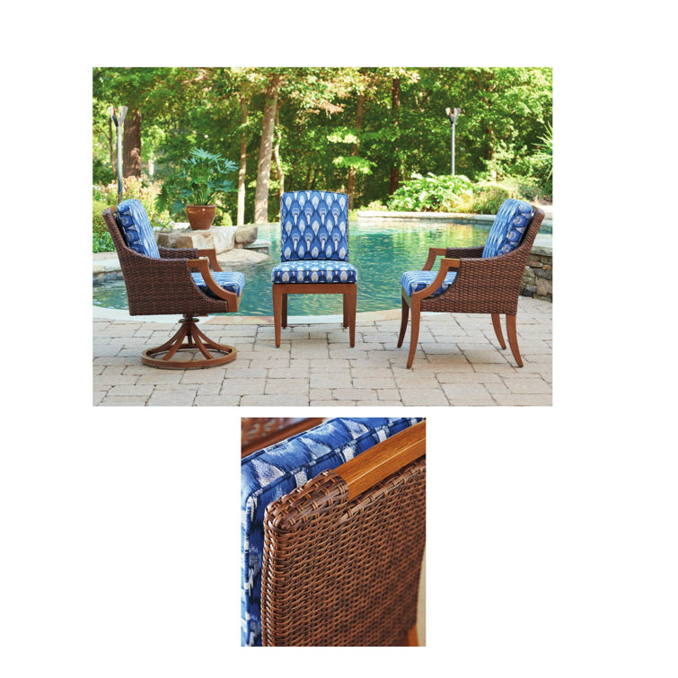 Harbor Isle Modern Basket Weave Arm Dining Chair in Rich Walnut