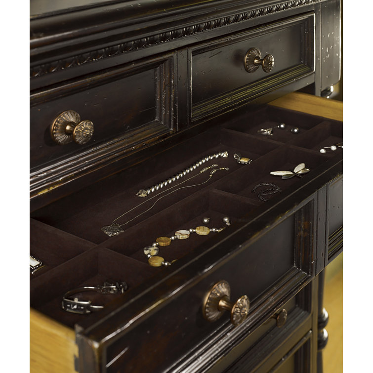 Kingstown 38'' Black Traditional Dovetail 7-Drawer Chest