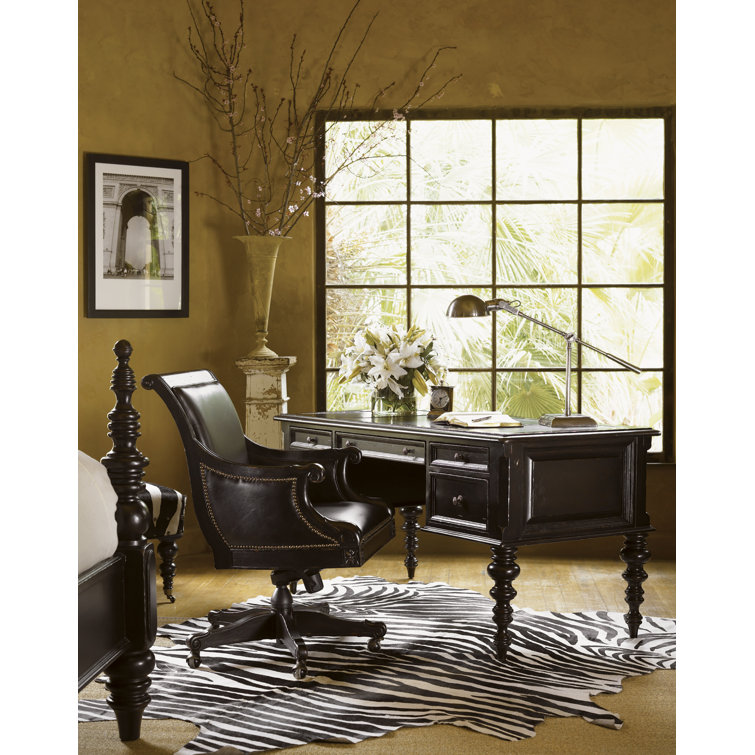 Black Wood Desk with Drawer and Filing Cabinet