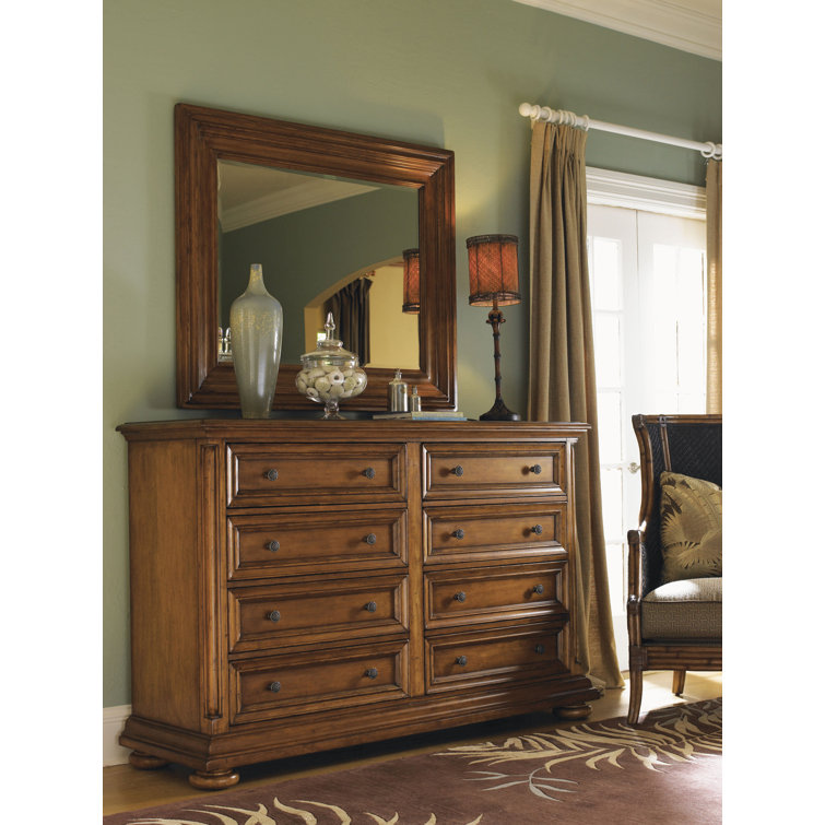 Traditional Martinique Double Dresser with 8 Dovetail Drawers in Brown