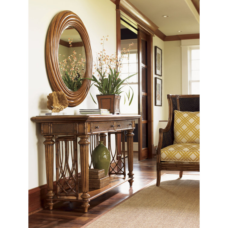 Estate Nassau 64" Brown Rattan Sideboard with Felt-Lined Drawers