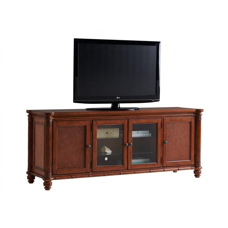 Traditional Brown Wood Entertainment Console with Cabinet