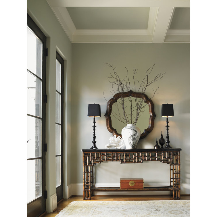 Brown Wood Transitional Rectangular Console Table with Storage