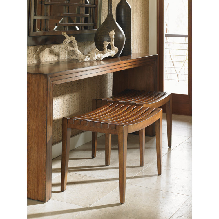 Zen Fusion Concave Slat Bench in Hickory Brown